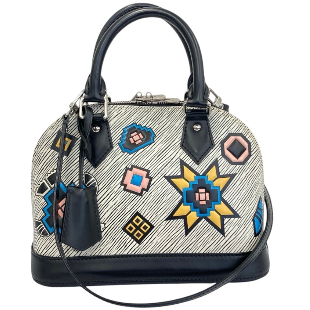 Louis Vuitton Alma BB Epi Denim 2-Way Shoulder Bag M50834 White Black Women's